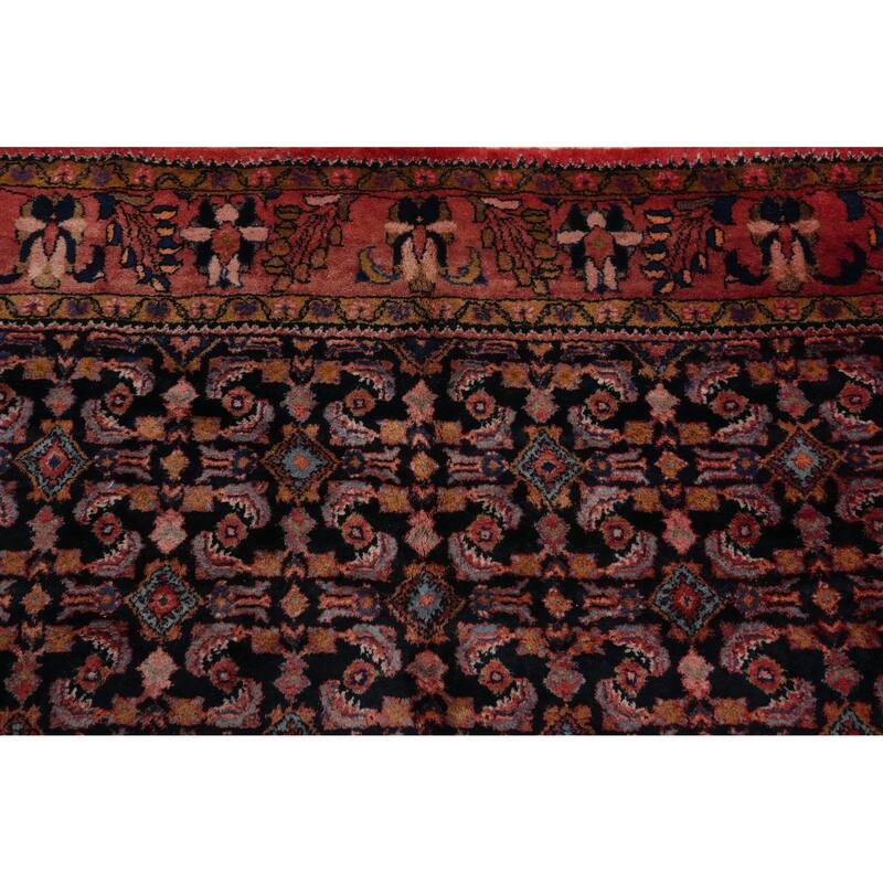 Hand Knotted Oriental 100% Wool Carpet Traditional Floral Navy Blue & Blues Lilian Area Rug - 10' 3'' X 7' 2''