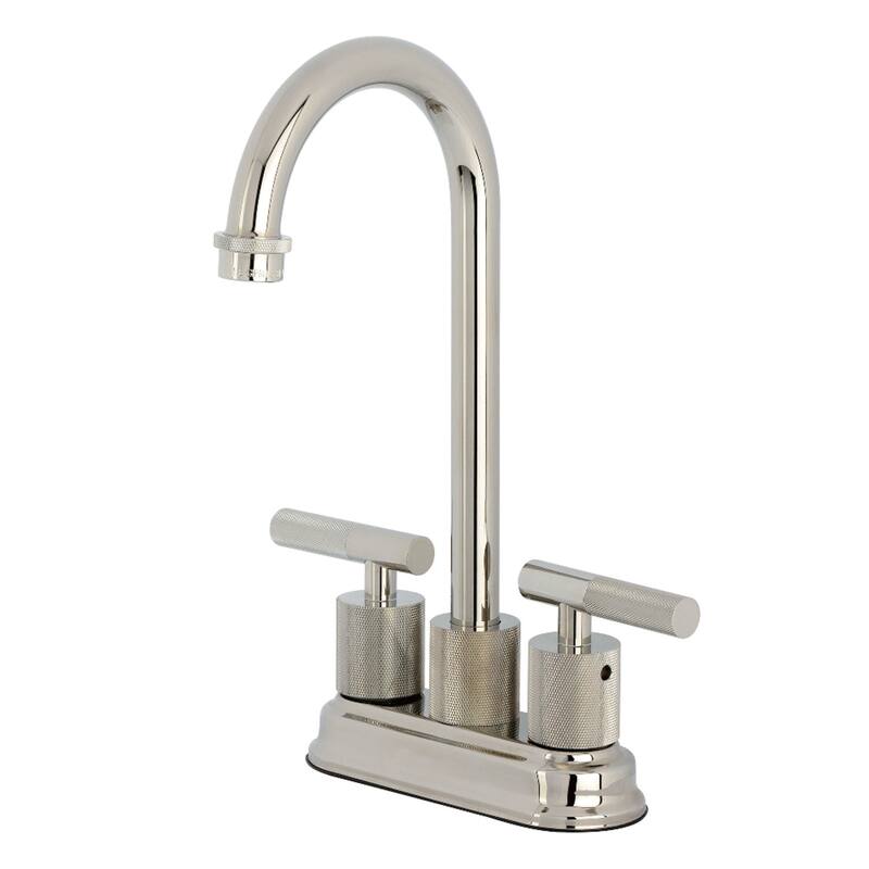 Kingston Brass Convergent Two-Handle 2-Hole Deck Mount Bar Faucet with Knurled Handle - Polished Nickel