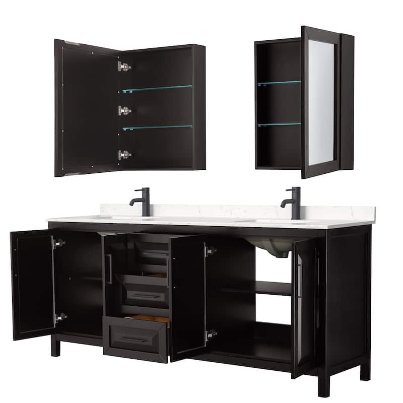 Daria 80 Inch Double Vanity, Cultured Marble Top, Medicine Cabinets