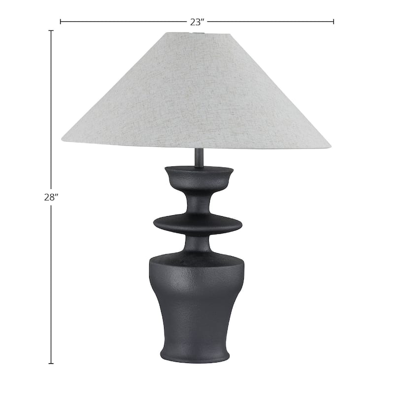 Brie 28" Table Lamp with Linen Shade, Black Satin (Set of 2)