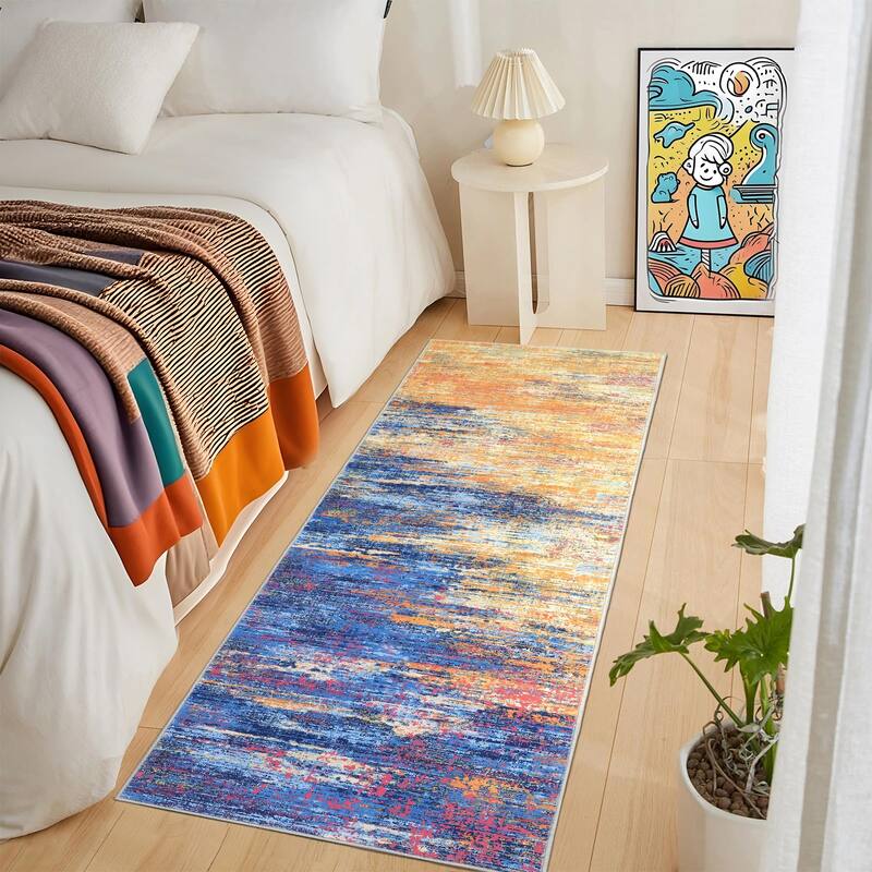 Area Rug Living Room Rugs Modern Abstract Soft Indoor Rug Low Pile Non Slip Accent Carpet