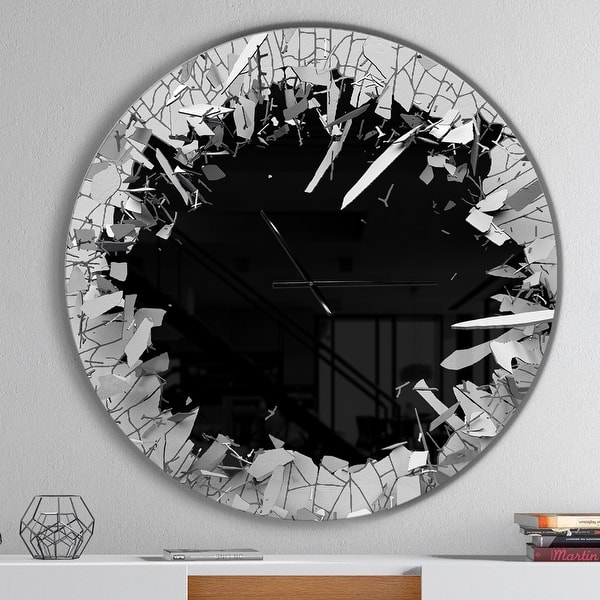 slide 2 of 10, Strick & Bolton 'Abstract Broken Wall 3D Design' Metal Clock