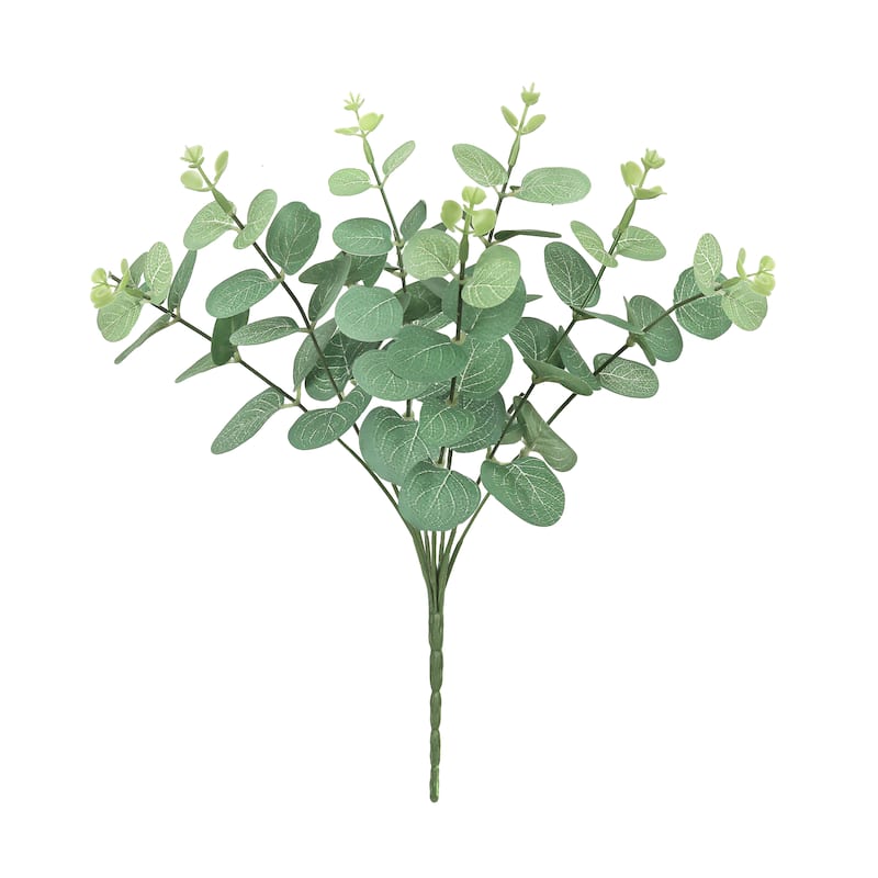Set of 4 Artificial Eucalyptus Leaf Stem Plant Greenery Foliage Bush 13in - 13" L x 7" W x 7" DP