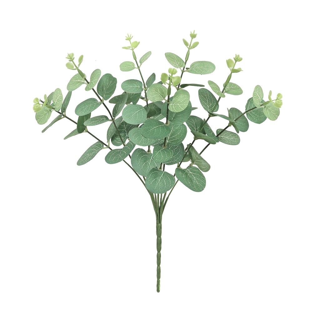 Set of 4 Artificial Eucalyptus Leaf Stem Plant Greenery Foliage Bush 13in - 13" L x 7" W x 7" DP