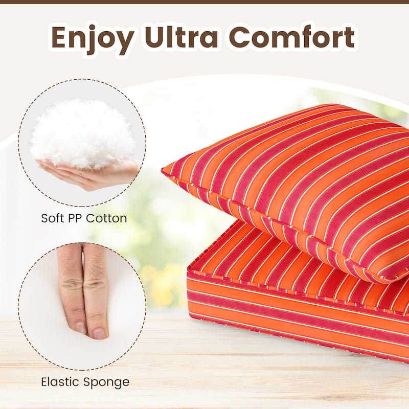 Gymax 2PCS Deep Seat Chair Cushion Pads Set Indoor/Outdoor w/ Rope