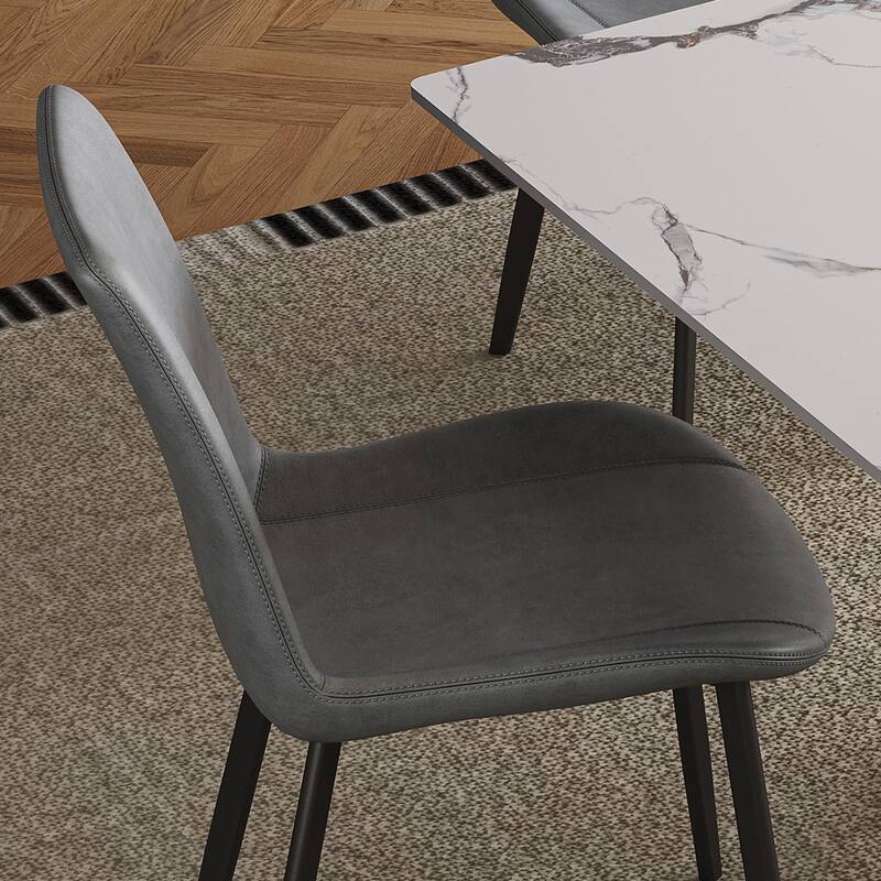 Dining Chairs Set of 4, Modern Home Side Chairs, Faux Leather Dining Chairs with Metal Frame for Kitchen, Dining Room