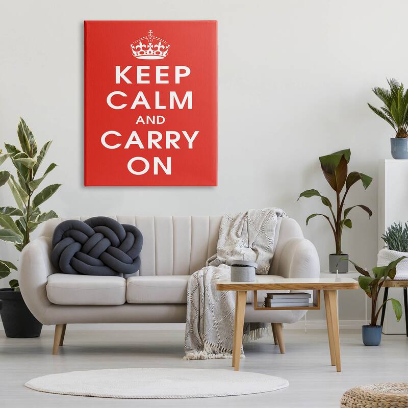 Stupell Keep Calm And Carry On Red Phrase Canvas Wall Art by Marcus Jules