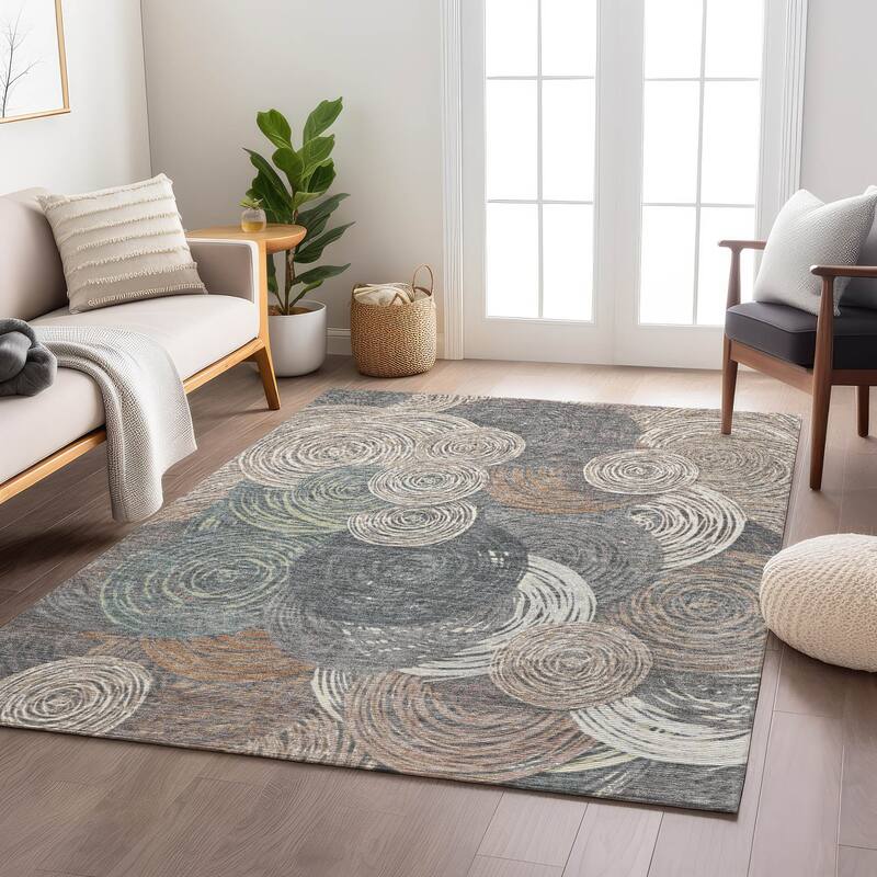 Machine Washable Indoor/ Outdoor Modern Twister Chantille Rug