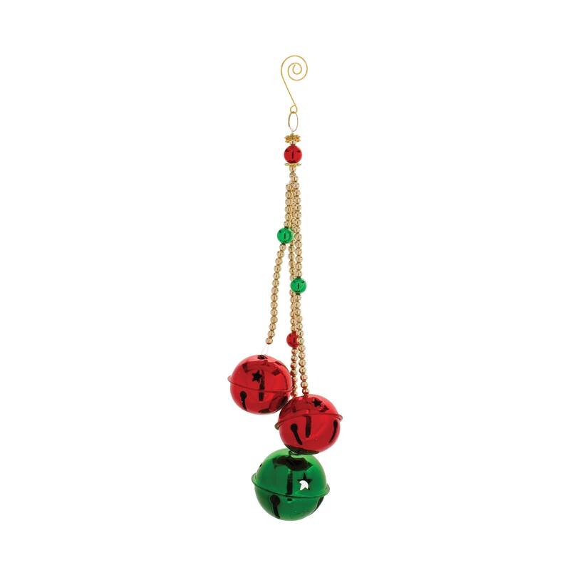 Sleigh Bell Drop Christmas Ornaments - 13.5" - Red and Green - 6ct