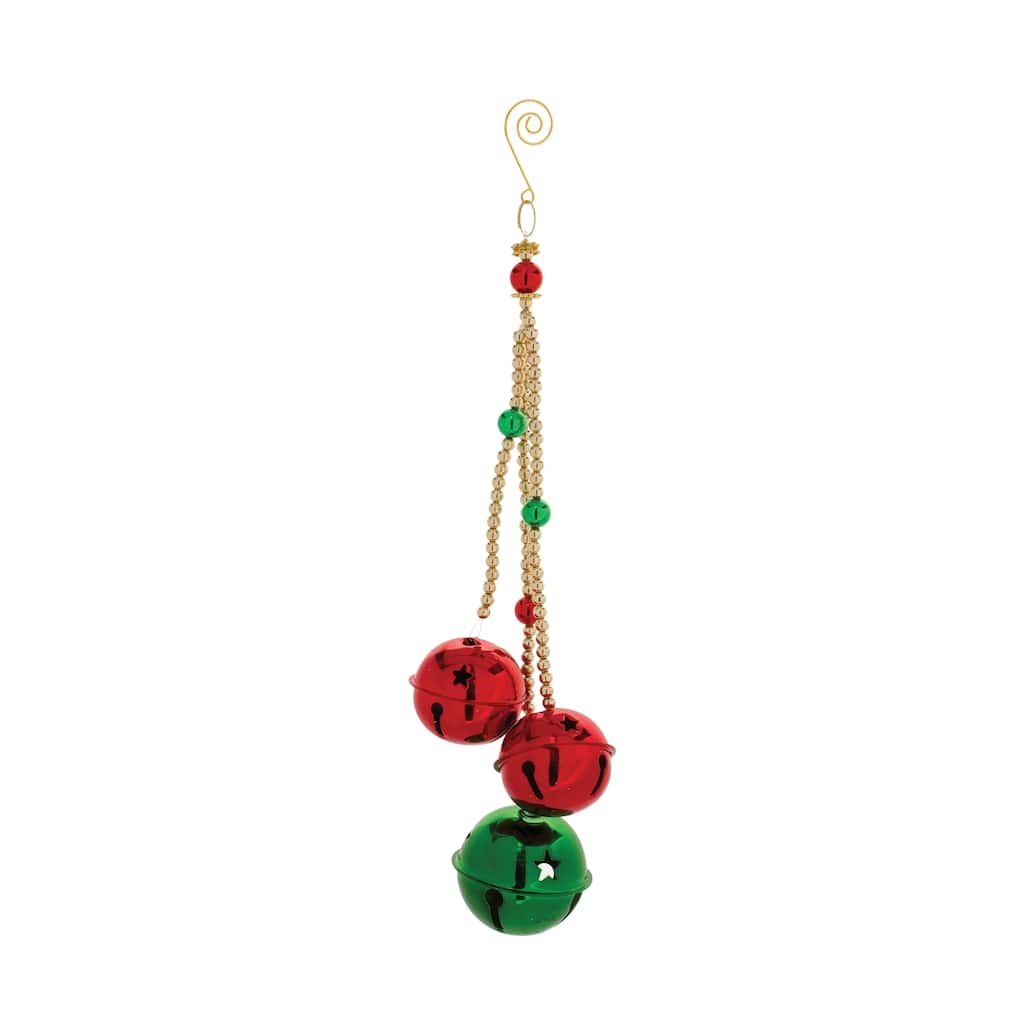 Sleigh Bell Drop Christmas Ornaments - 13.5" - Red and Green - 6ct