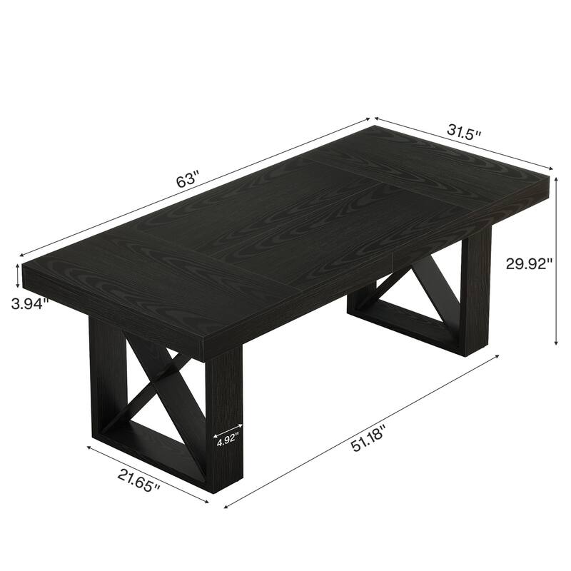63-Inch Long Wood Conference Table, Simple Meeting Desk for Home Office & Small Team Gatherings