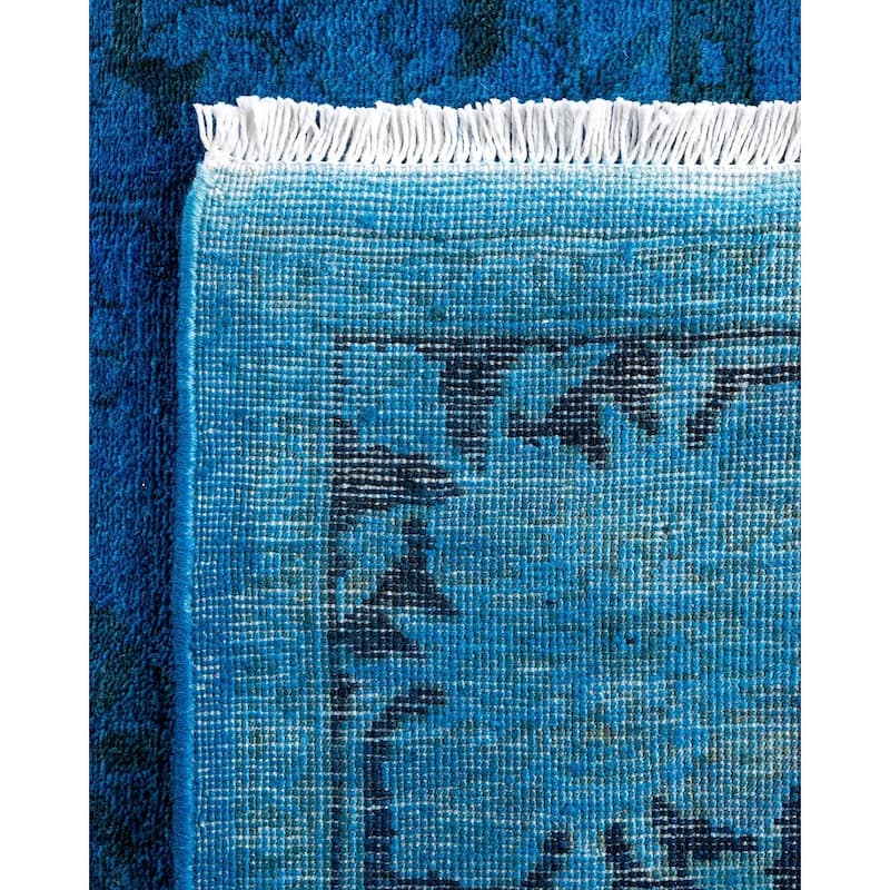 Vibrance One-of-a-Kind Hand-Knotted Runner Rug - Blue, 3' 2" x 11' 10" - 3' 2" x 11' 10"