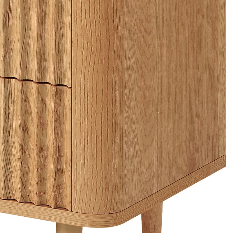 6 Drawer Wood Dresser with Wave Fluted Panel Storage Organizer for Bedroom
