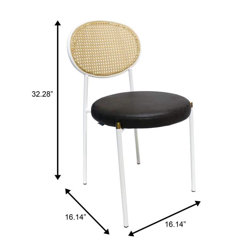 LeisureMod Euston Modern Dining Chair with Upholstered Velvet Seat - Wicker Back and White Stainless Steel Legs Accent Chair
