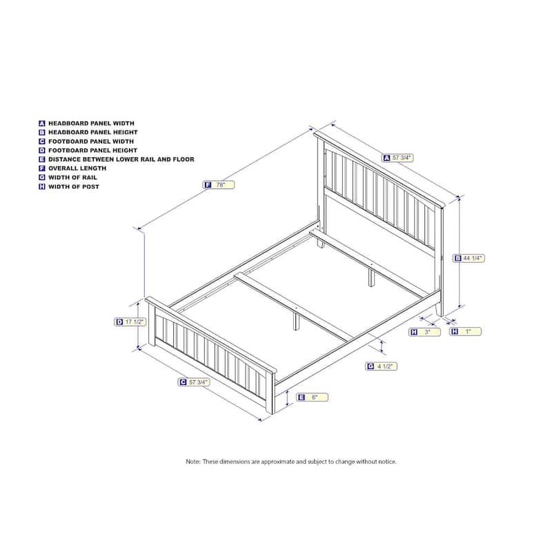 Mission Full Foundation Bed Frame with Matching Footboard in White