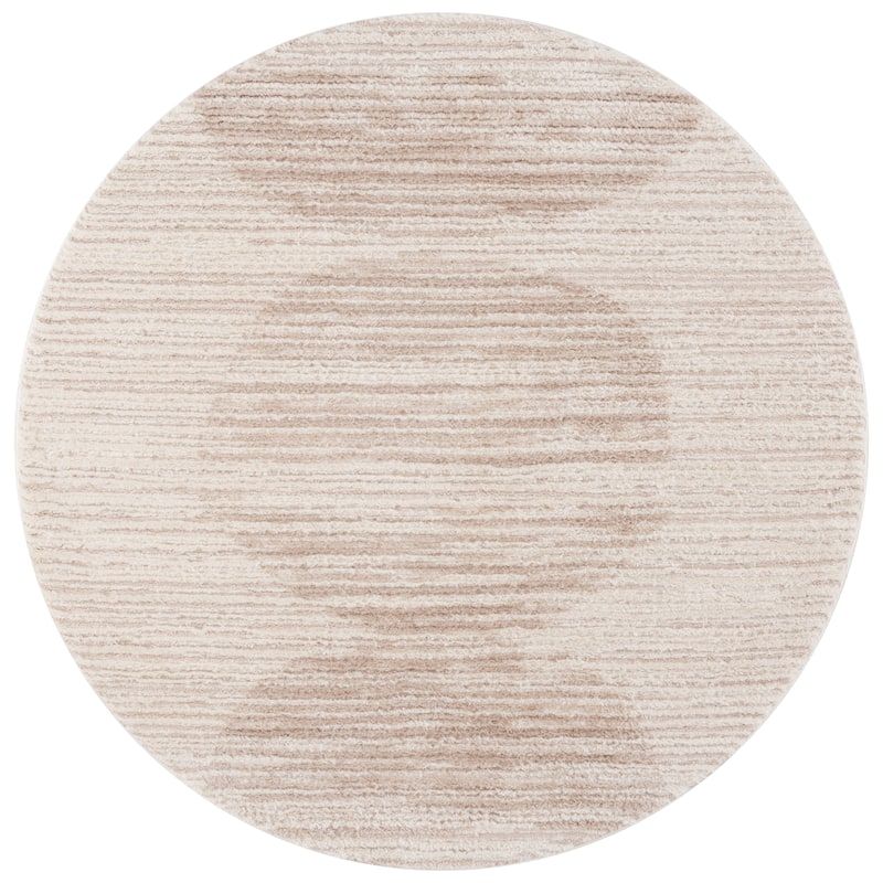 SAFAVIEH Seattle Gysele Shag Modern Contemporary 1-inch Thick Rug - 6'7" Round - Ivory/Beige