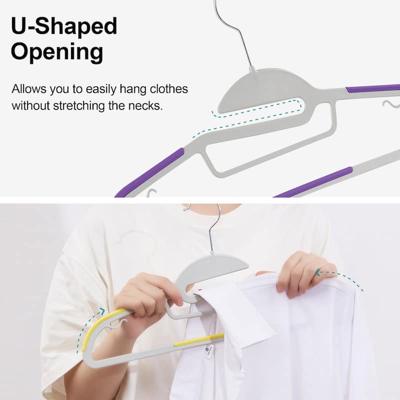 Javlergo 25/50 Pack Heavy Duty Plastic Hangers, 360º Swivel Hook Coat Hangers, Non-Slip, Space-Saving