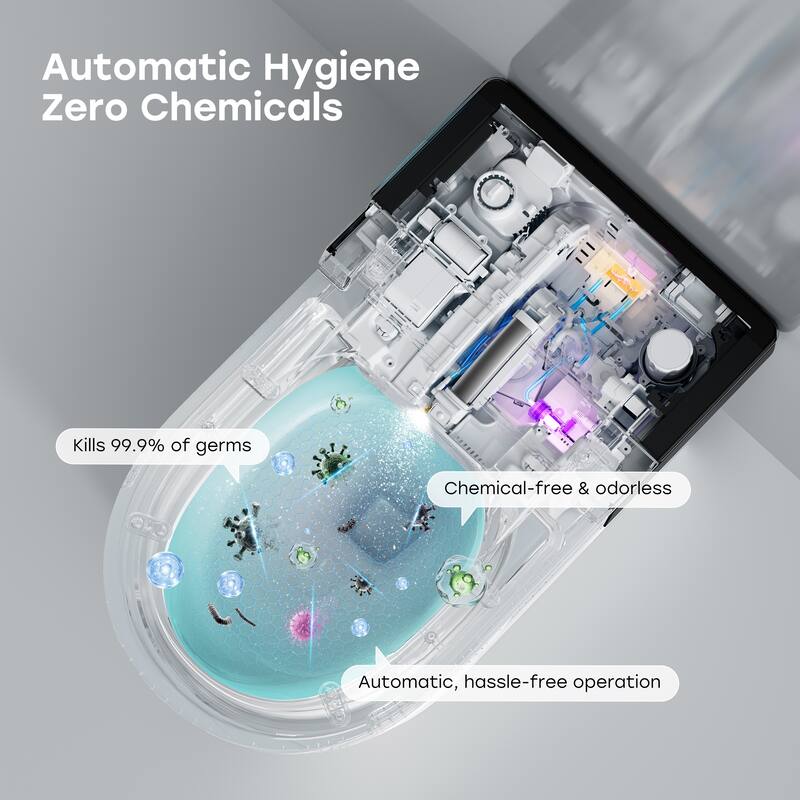 HOROW 1.0/1.28 GPF Elongated ADA Smart Bidet Toilet in White / Auto Open/Flush, Foam Shield, Blackout Flush, Pump Assisted - N/A