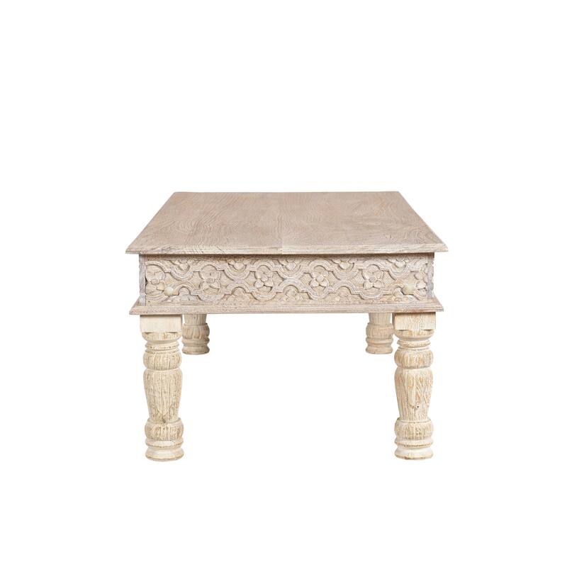 Milton Solid Wood 3-Piece Carved Living Room Table Set