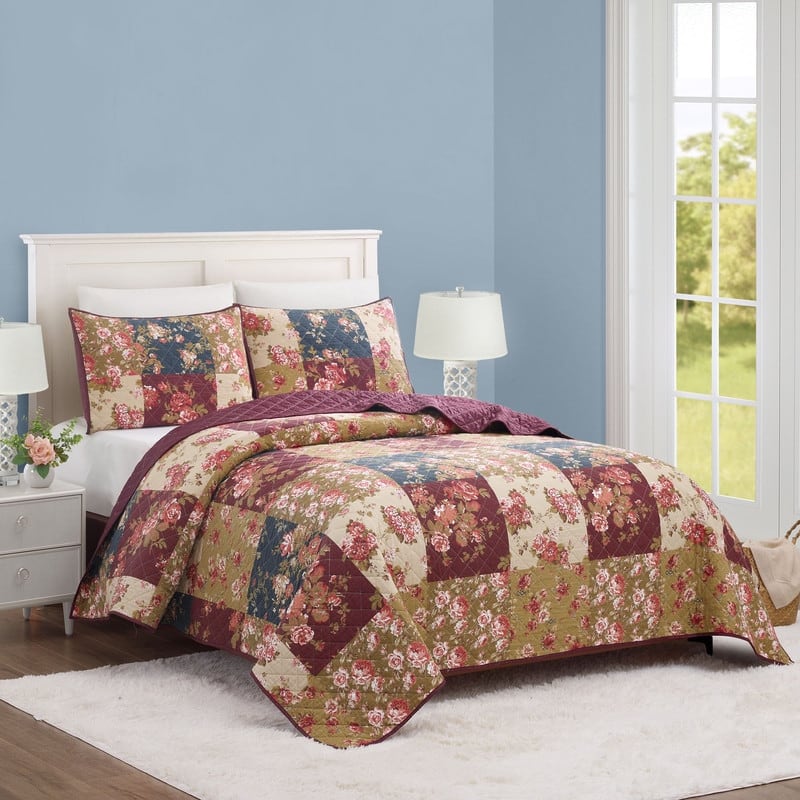Germaine Floral Patchwork Quilt Set