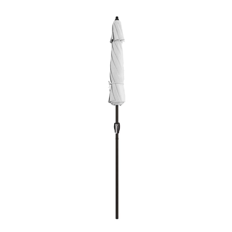 California Umbrella 7.5' Round Aluminum Crank Lift Auto Tilt 8 Rib Patio Umbrella, Bronze Finish, Sunbrella Fabric