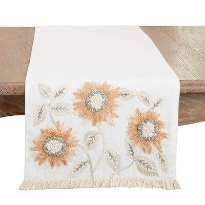 Enchanting Sunflower Embroidered Table Runner - 16"x72"