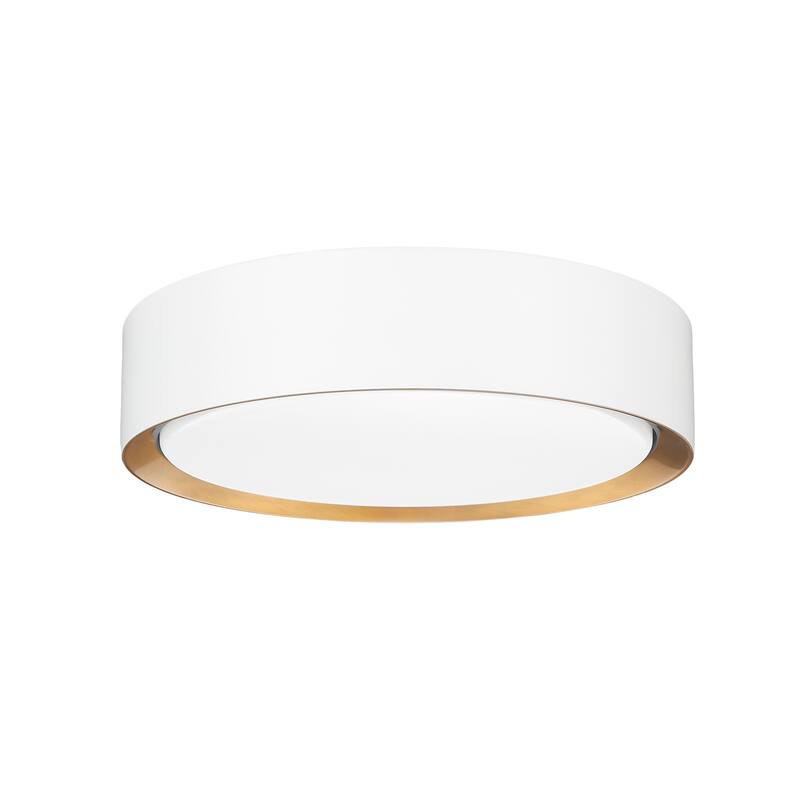 Kawan 1 Light Flush Mount in Matte White + Modern Gold