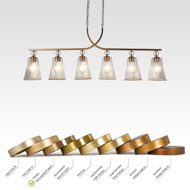 Modern 6-Light Gold Large 55 IN. Chandelier Linear Island Light for Dining Room - W 55.1" x H 21.1"