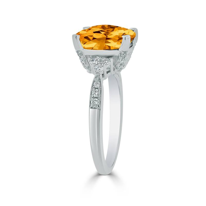 Auriya 1 1/5ct Fancy Cushion Citrine and Diamond Engagement Ring 1/4cttw 14k Gold