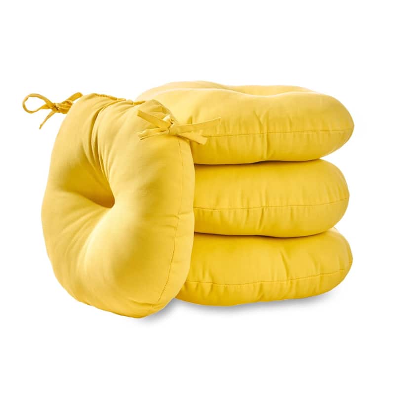 Sunbeam Yellow 15-inch Round Outdoor Bistro Chair Cushion (Set of 4)