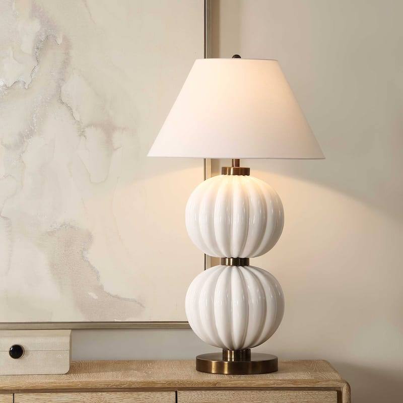 Uttermost Irena White Sphere Table Lamp - 22.00" W x 38.50" H x 22.00" D