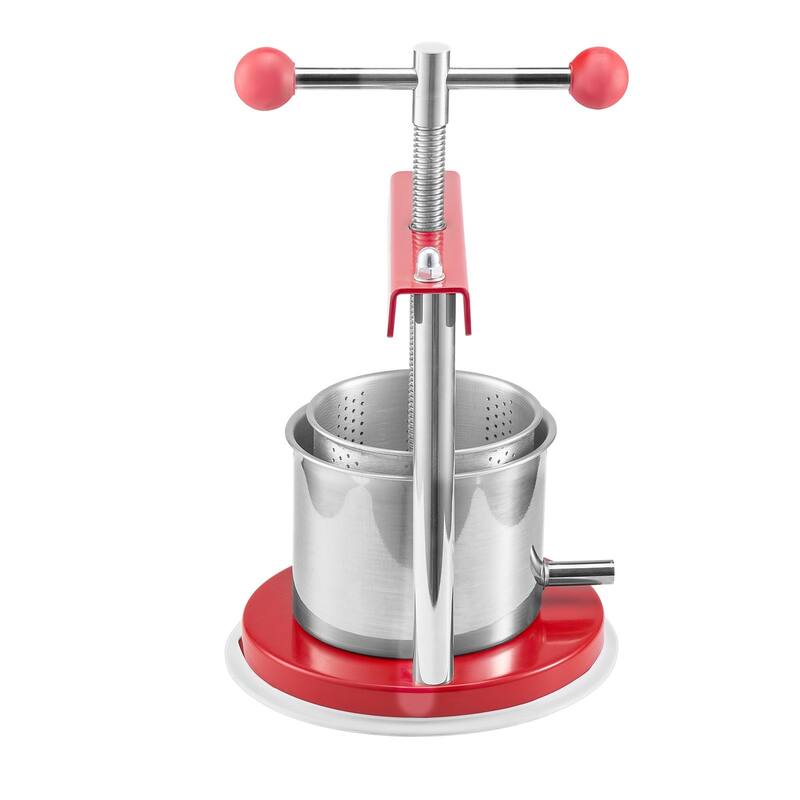 1.65L Stainless Steel Fruit & Wine Press Manual Juicer for Fresh Juice Wine and Olive Oil - 220x325 mm,