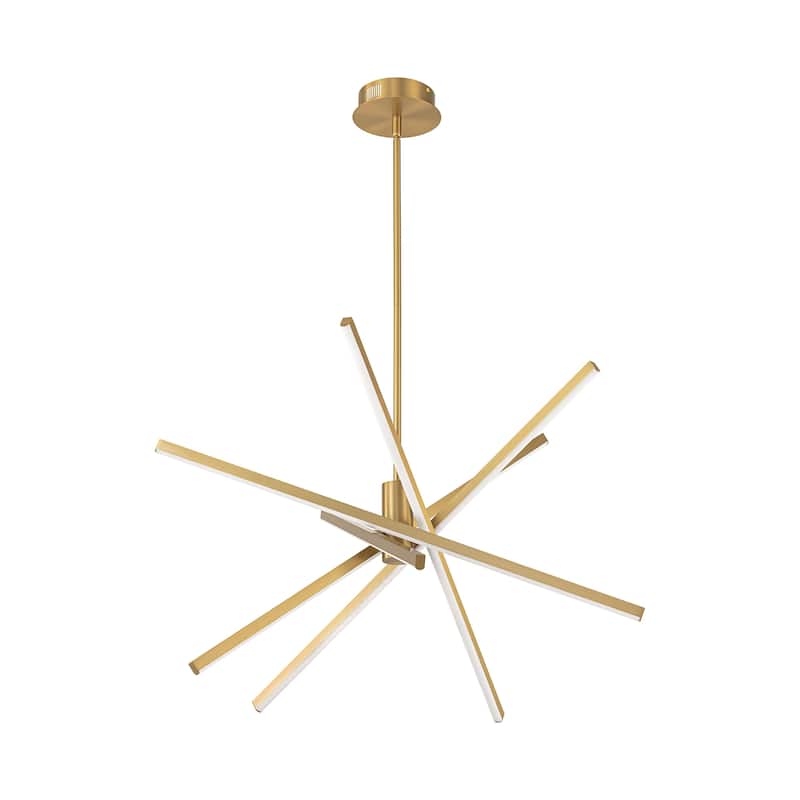 5-Light Modern Sputnik Linear Pendant Lights Integrated LED Kitchen Island Lighting