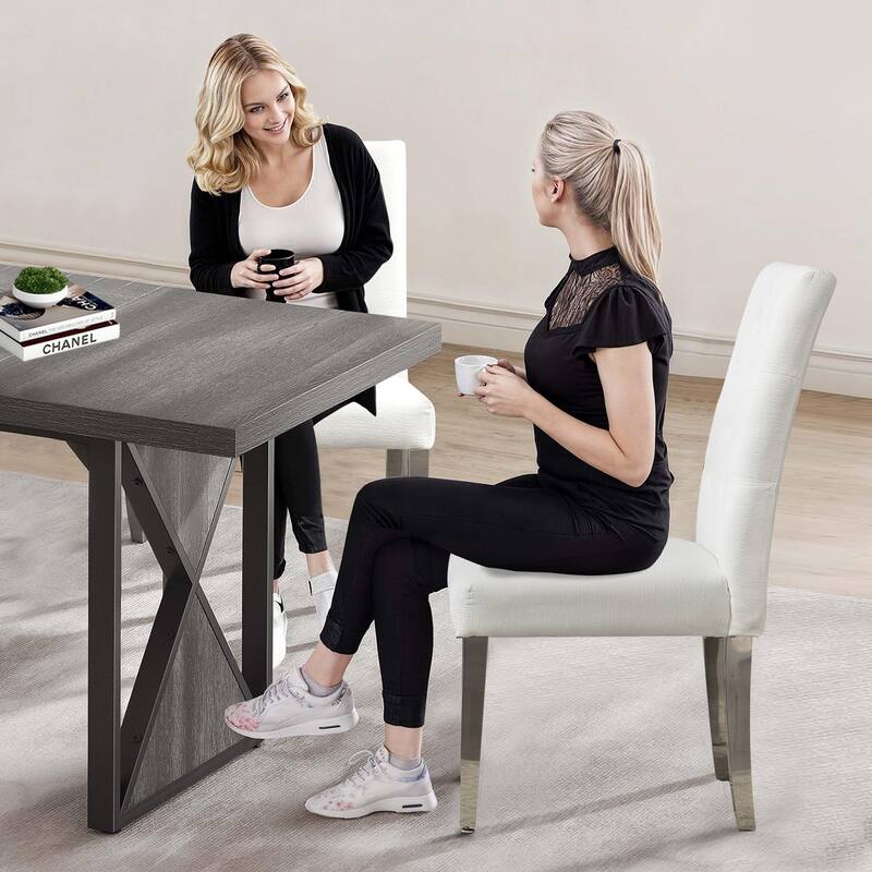 Set of 2 Modern Dining Chairs with Plush Velvet Upholstery & Sturdy Stainless Steel Legs - Deep Blue