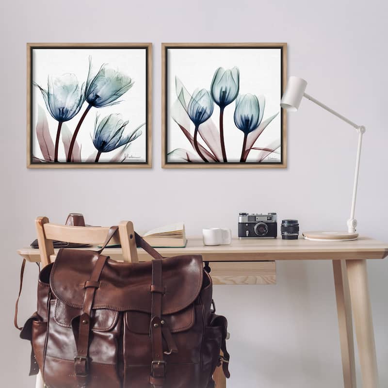 Stupell Vibrant Blue Tulips Framed Floater Canvas Wall Art Design By Albert Koetsier (Set of 2)