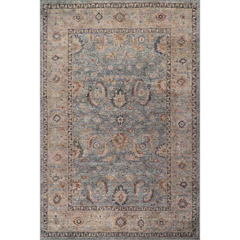 Nuloom Savine Traditional Bordered Washable Area Rug - 5' 3" x 8' - Blue - Rectangle