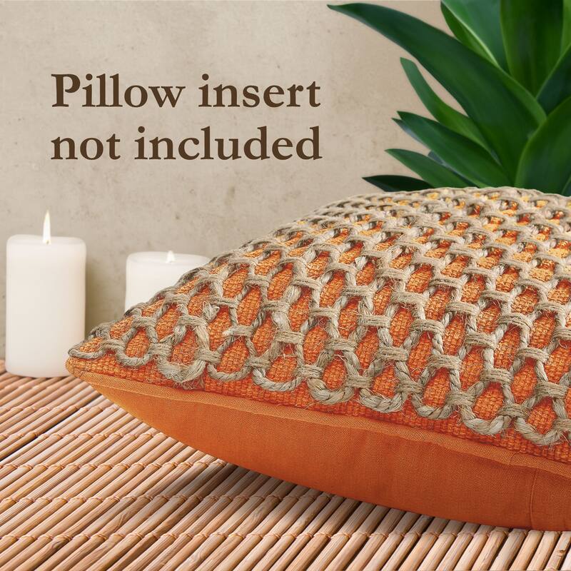 Boho Living Jada Braided Cotton/Jute Throw Pillow Covers