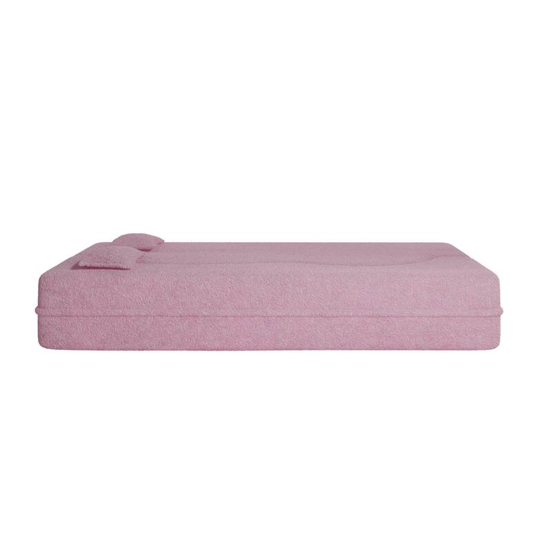 Convertible Teddy Fabric Foam-Filled Sleeper Sofa Bed