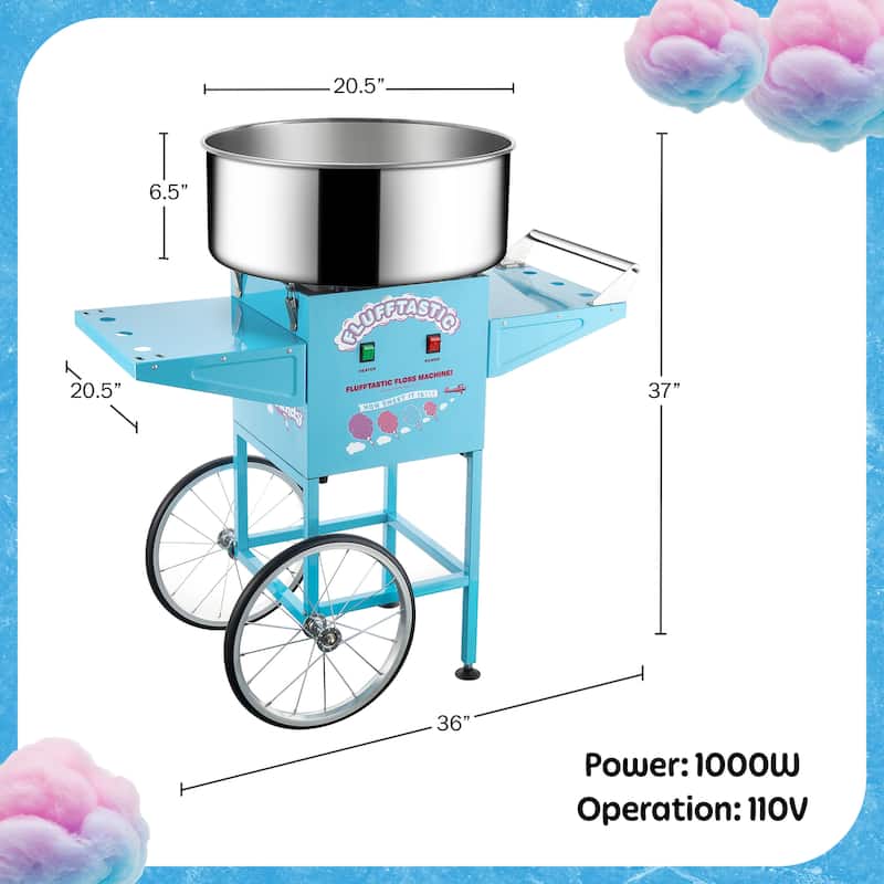 Great Northern Popcorn Flufftastic Cotton Candy Machine Floss Maker With Cart