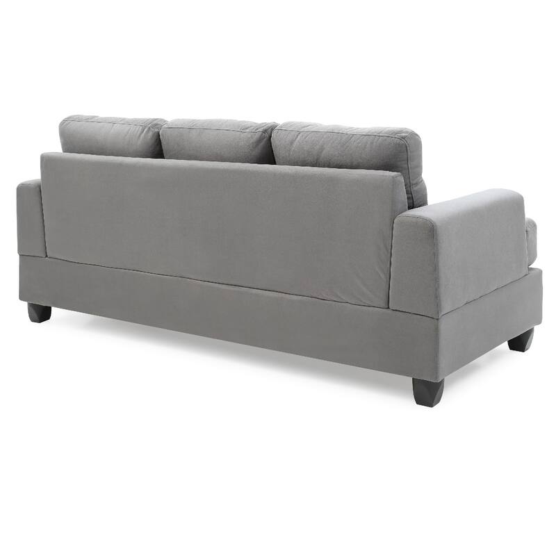 Tufted Microsuede Square Arm Straight Sofa - 79" - Gray