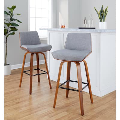 Carson Carrington Clemens 30" Fixed-Height Bar Stool with Bent Wood Legs & Square Footrest (Set of 2)