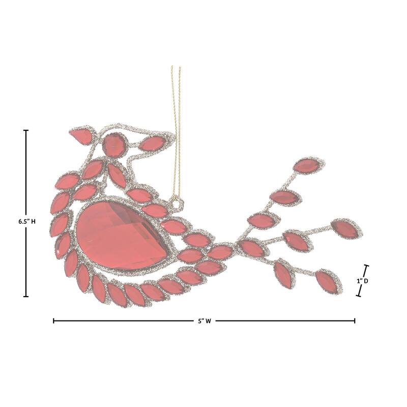 6.5" Glitter Wire Jeweled Cardinal Ornament