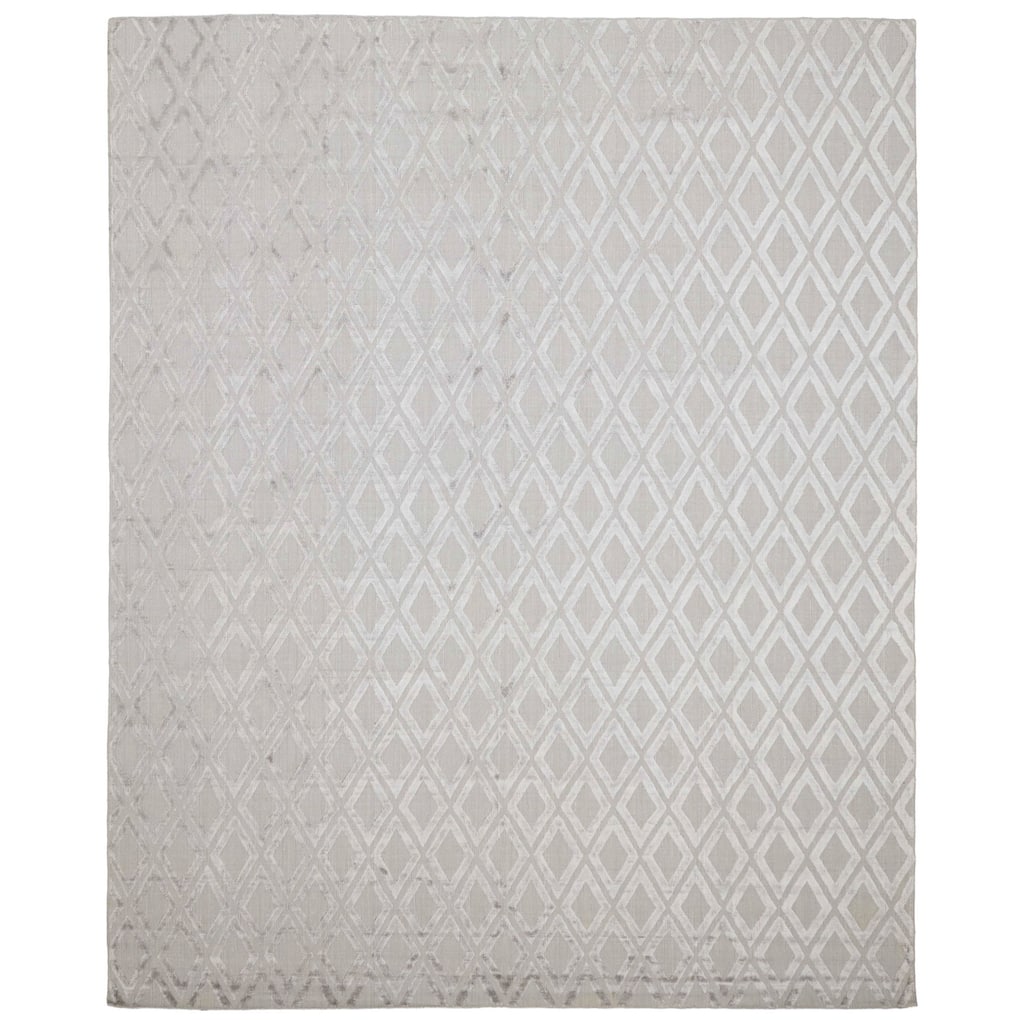 ECARPETGALLERY Hand Loomed Elysian Grey Viscose, Wool Rug - 8'1 x 10'0