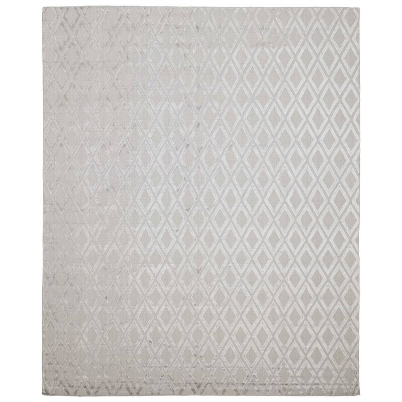 ECARPETGALLERY Hand Loomed Elysian Grey Viscose, Wool Rug - 8'1 x 10'0