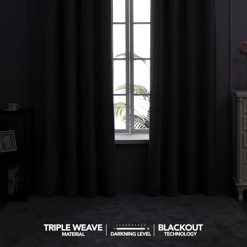 Deconovo 100 Percent Blackout Double Layers Lined Curtain (2 Panel)