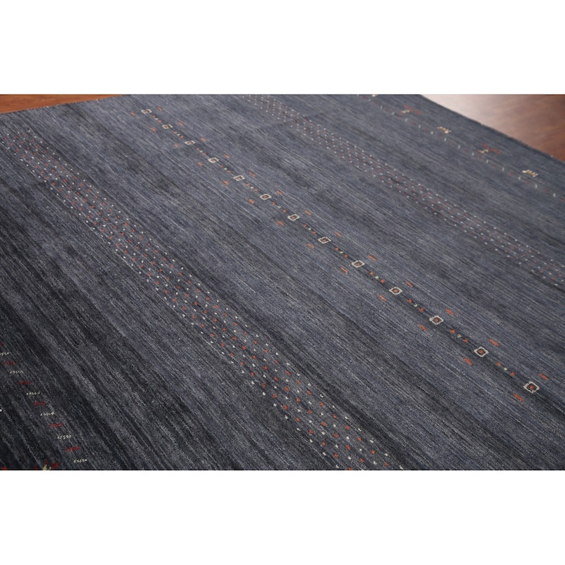 Striped Gabbeh Oriental Area Rug Handmade Wool Carpet - 8'0" x 9'9"
