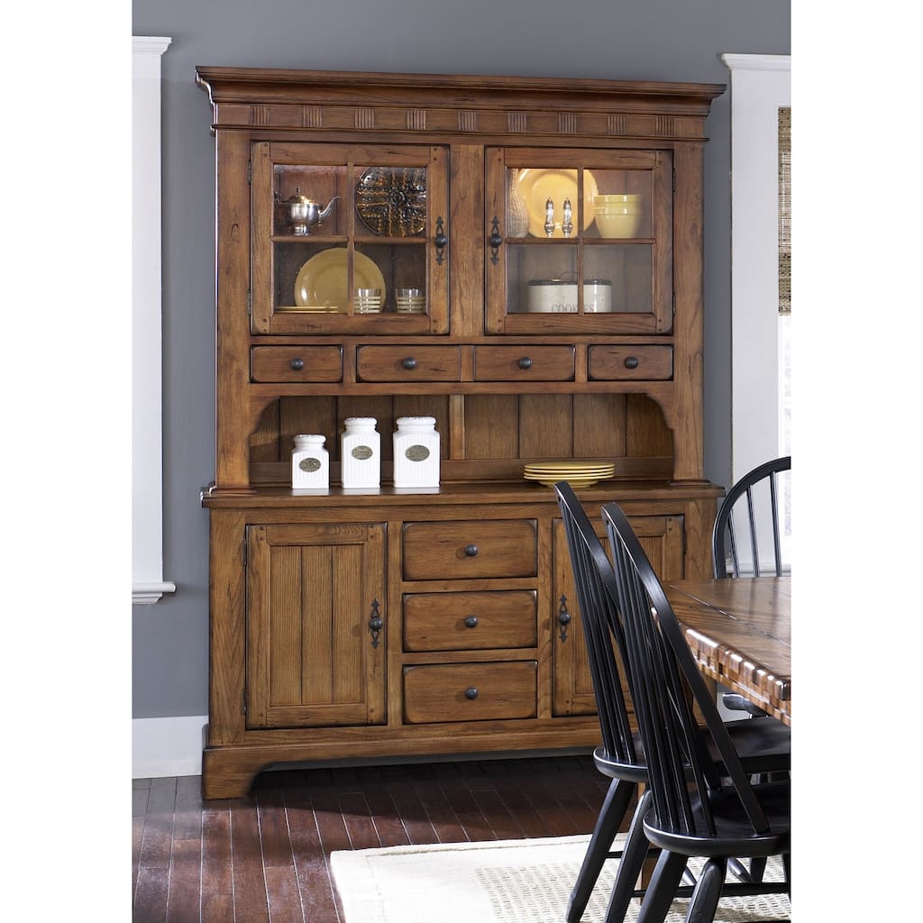 Treasures Rustic Oak Buffet and Hutch