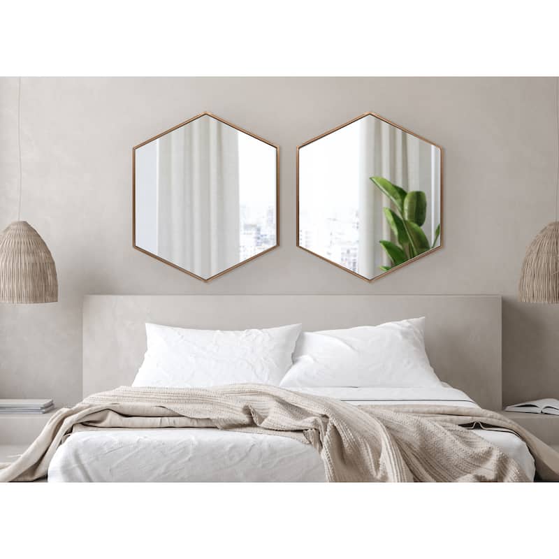 Kate and Laurel McNeer Glam Hexagon Framed Wall Mirror