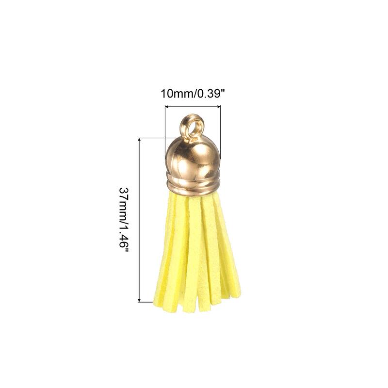 1.46" Leather Tassel Keychain for Bracelet DIY Craft Accessory 120Pcs Red - Yellow - 200Pcs