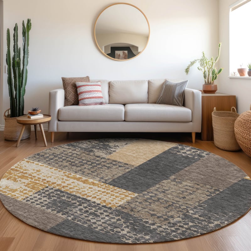 Premium Washable Super Soft Casual Geo Mayfield Rug - Coffee - 8' x 8'